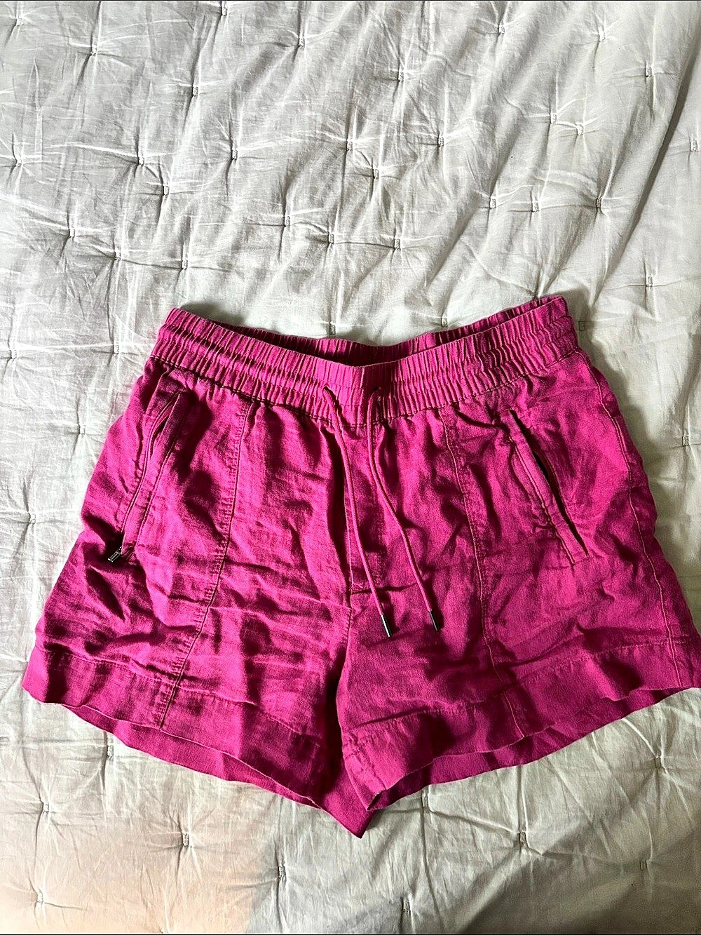 Athleta Retreat Linen Mid Rise 4" Short Shorts Pink Small